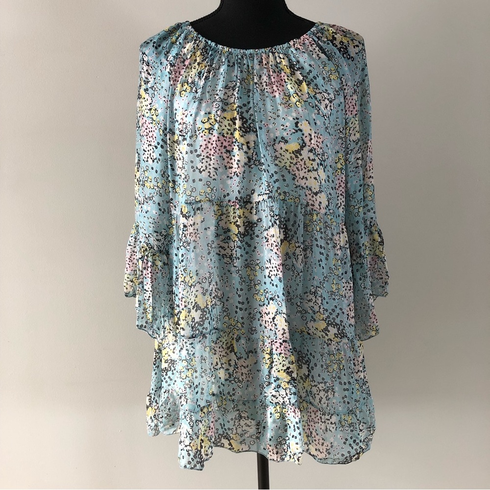 Women’s Viola Borghi Pastel Floral Lightweight Tunic Blouse size M